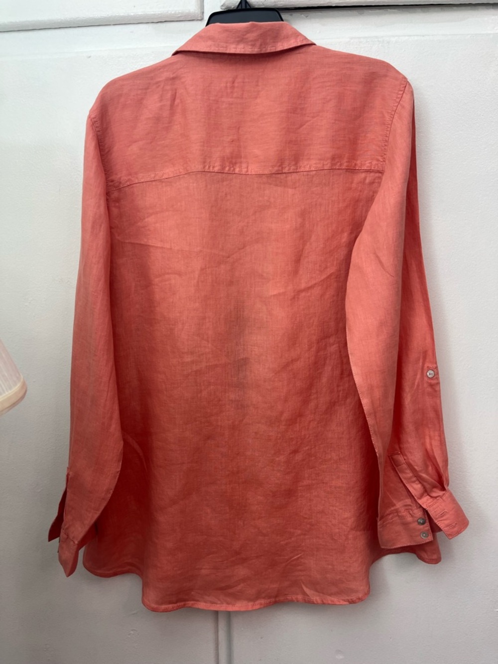 New without tag SIGRID OLSEN! 100% LINEN women Button-Down Shirt in 🪸 corral XL - Picture 3 of 6